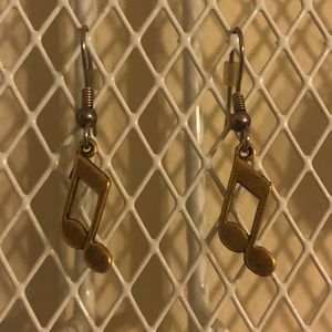 Music notes bronze earrings
